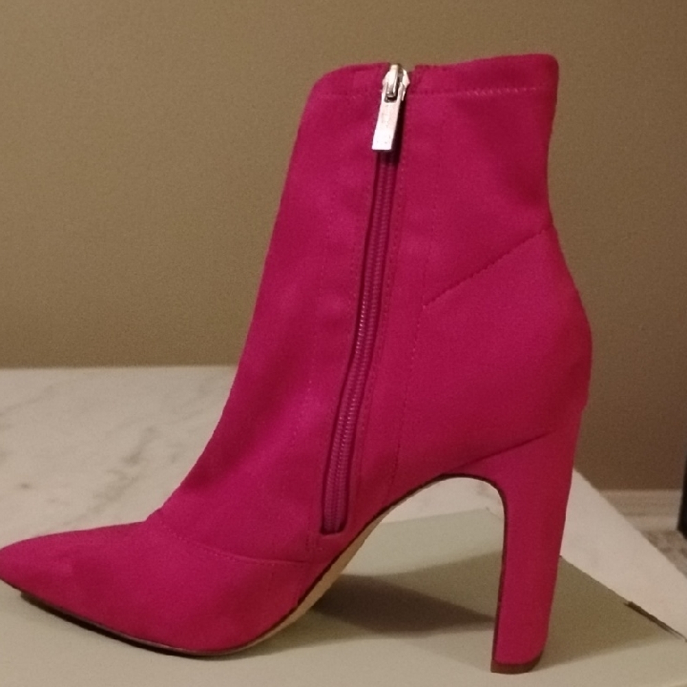 Jessica Simpson Pink Heeled Boots with Chunky Block Heel